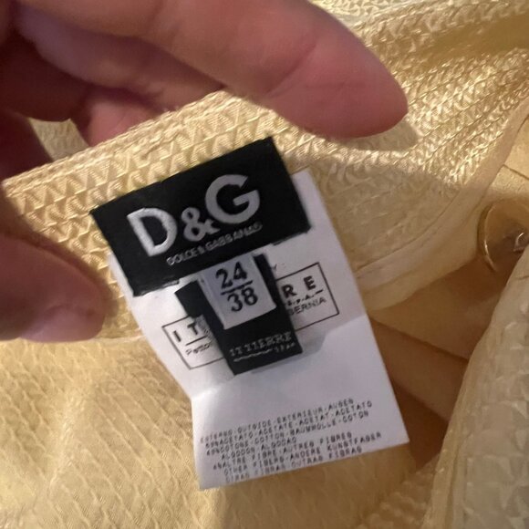 VINTAGE 2004 D&G DOLCE & GABBANA YELLOW TWEED SUIT SIZE 38 / 4 US - Picture 8 of 9